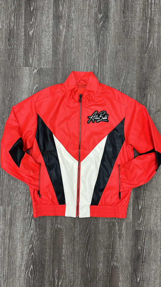 AB  RED faux Leather  TRACK JACKET